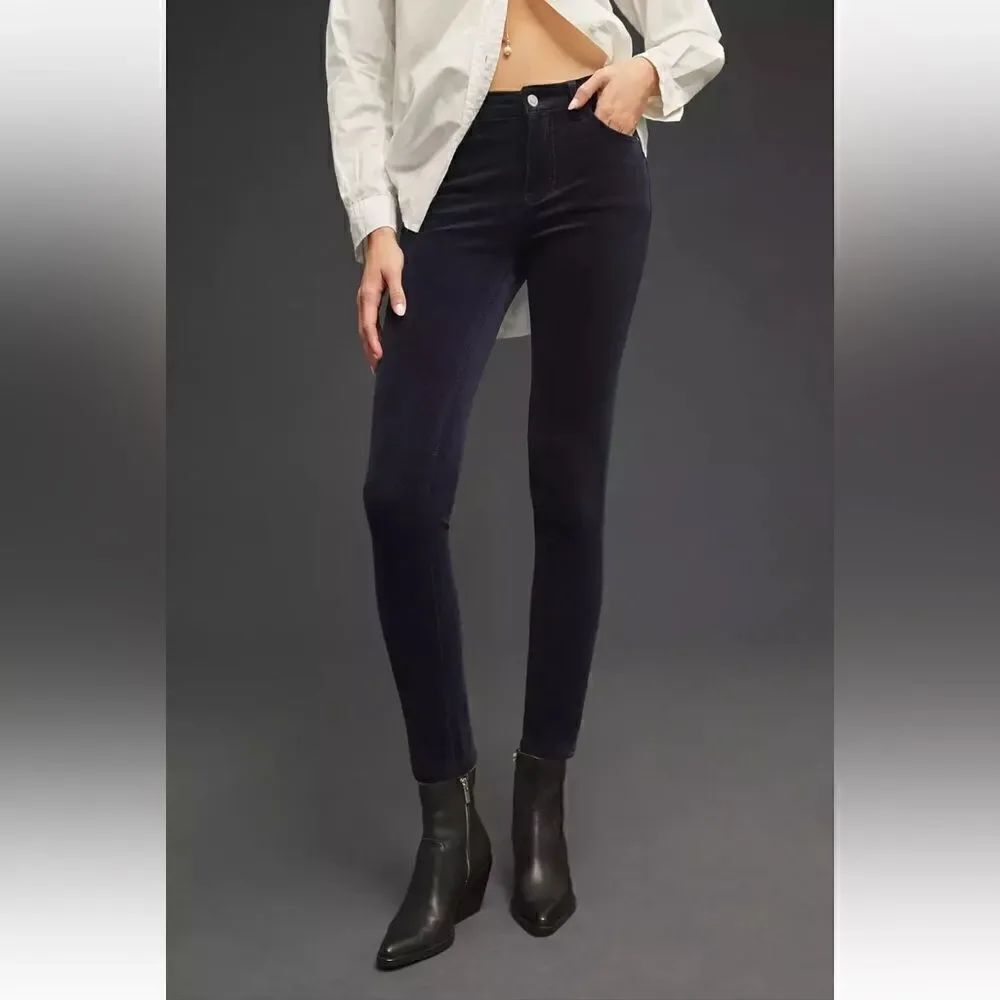 Anthropologie Pilcro High Rise Skinny Corduroy Pants Jeans Navy Blue Size 24P
